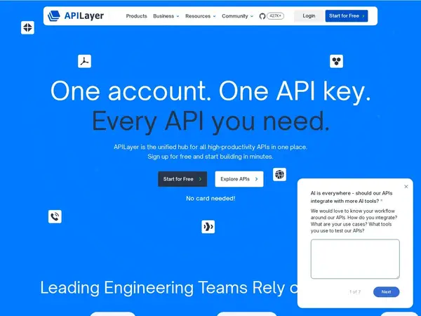 APILayer – Powerful APIs for Developers & Businesses home screenshot