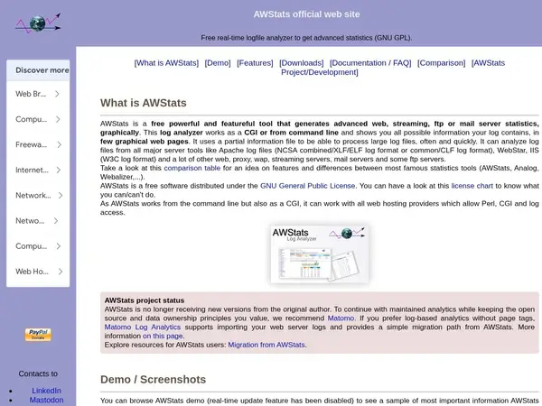AWStats - Open Source Log File Analyzer for advanced statistics (GNU GPL) home screenshot