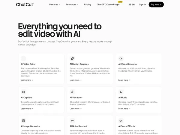 ChatCut: Your AI video editor in ChatGPT, desktop, and web | Product Hunt features screenshot