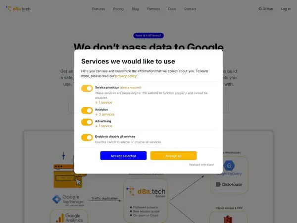 GA4-compatible Analytics - d8a.tech features screenshot