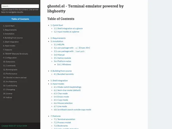 ghostel.el - Terminal emulator powered by libghostty home screenshot