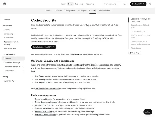 Codex Security | ChatGPT Learn home screenshot