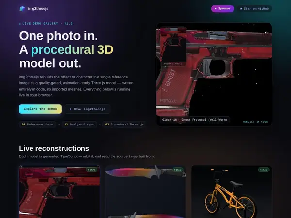 img2threejs — Live Demo Gallery home screenshot