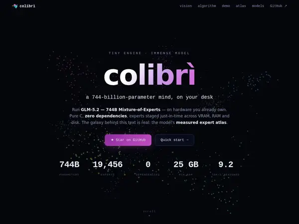 colibrì — tiny engine, immense model home screenshot