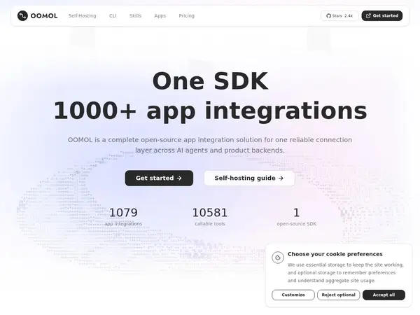 OOMOL - SDK for app integrations home screenshot