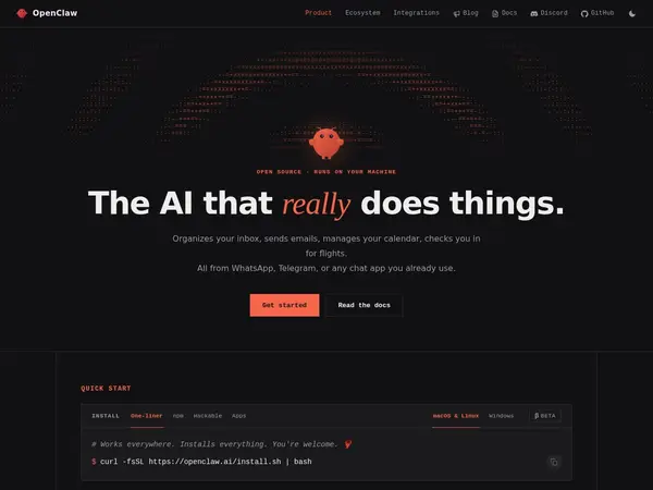 OpenClaw — Personal AI Assistant home screenshot