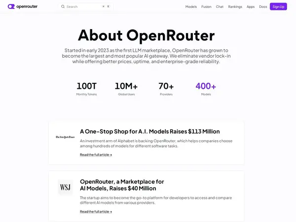 OpenRouter about screenshot