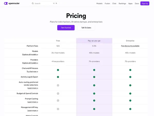 OpenRouter pricing screenshot
