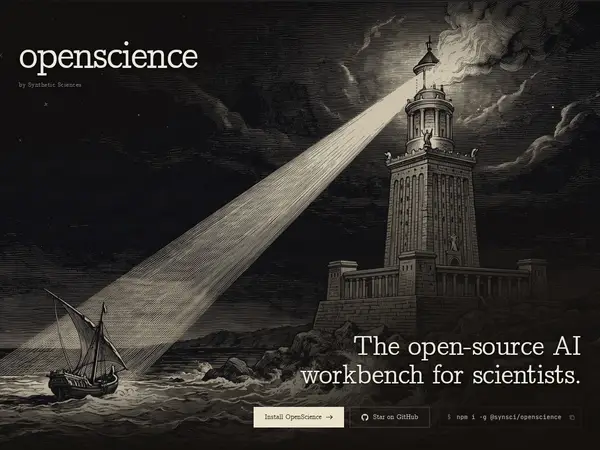 OpenScience. The open-source AI workbench for scientific research about screenshot