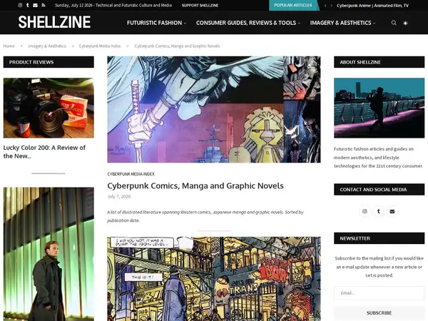 Cyberpunk Comics, Manga and Graphic Novels – SHELLZINE home screenshot
