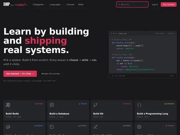 Ship That Code — Build Real Systems, Not Tutorials home screenshot