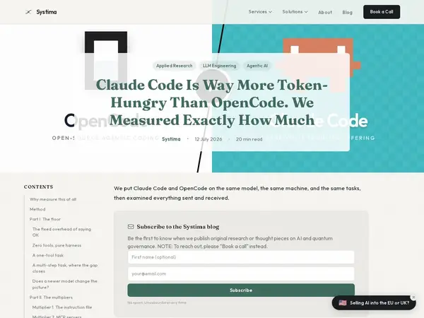 Claude Code Sends 4.7x More Tokens Than OpenCode Before Reading Your Prompt home screenshot