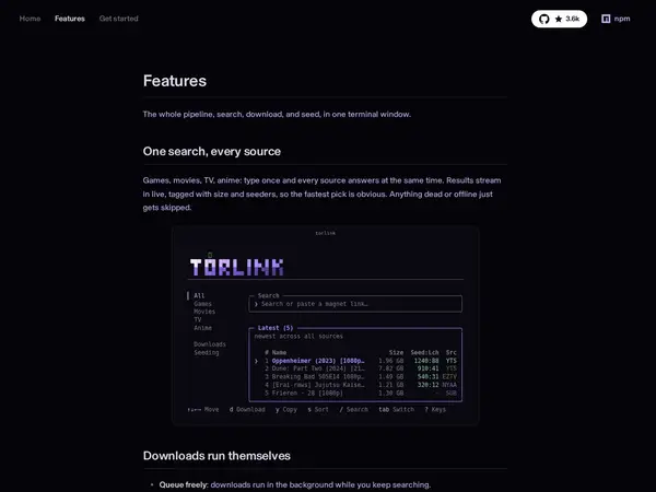 torlink · The last torrent client you’ll ever need features screenshot