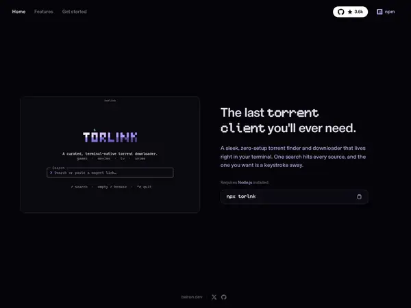 torlink · The last torrent client you’ll ever need home screenshot